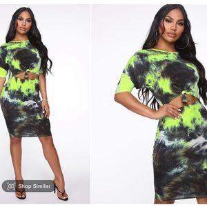 Tie dye dress neon lime green